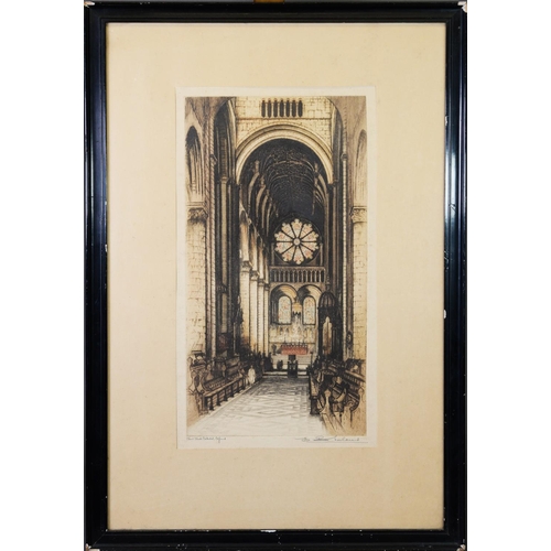 123 - EDWARD SHARLAND (1884-1967) THREE ARTIST SIGNED ETCHINGS Cathedrals Signed and tiled 15 ¾” x 8 ½” (4... 