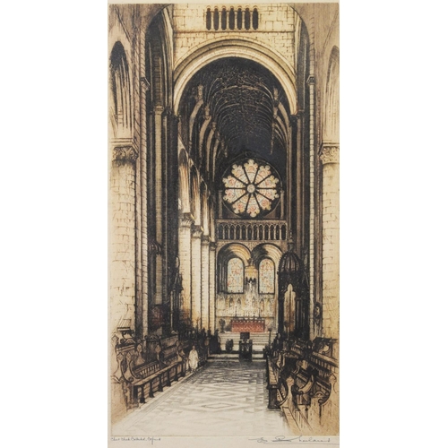 123 - EDWARD SHARLAND (1884-1967) THREE ARTIST SIGNED ETCHINGS Cathedrals Signed and tiled 15 ¾” x 8 ½” (4... 