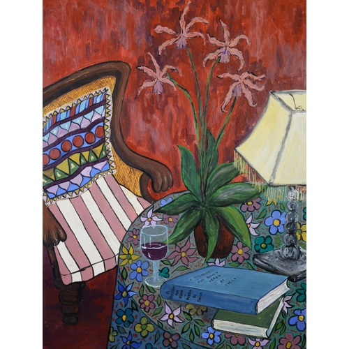 238 - SHIELA (TWENTIETH CENTURY) TWO MIXED MEDIA WORKS ON BOARD, DOUBLE SIDEDArmchair and occasional table... 