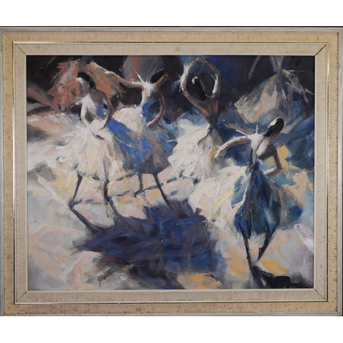 240 - ROBERT TUSON (TWENTIETH CENTURY)OIL ON BOARD Ballet Dancers Signed, partly covered by the frame22 ½”... 