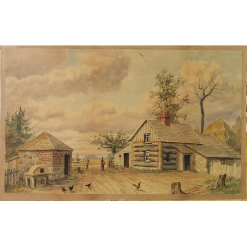 229 - T M MARTIN (NINETEENTH CENTURY)WATERCOLOUR Farmyard with maid and chickens Signed 13” x 21” (33cm x ... 