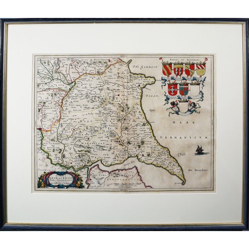 113 - ANTIQUE HAD COLOURED MAP OF ‘THE EAST RIDING OF YORKSHIRE’ BY J BLAEU’S FROM THEATRUM ORBIS TERRARUM... 