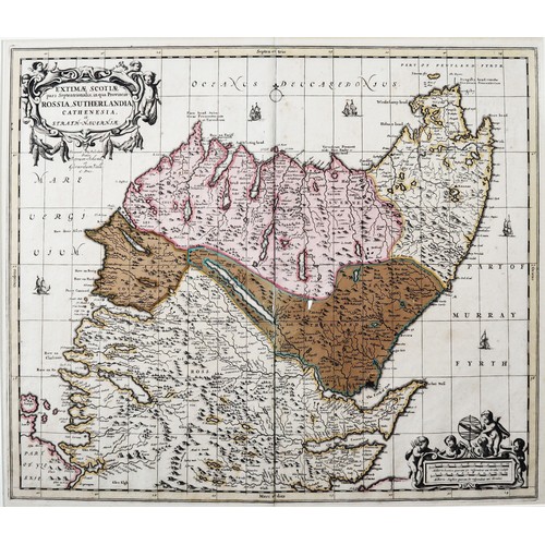 114 - ANTIQUE HAND COLOURED MAP OF NORTHERN SCOTLAND (ROSSIA, SUTHERLANDIA, CATHENESIA ET STRATH-NAVERNIE’... 