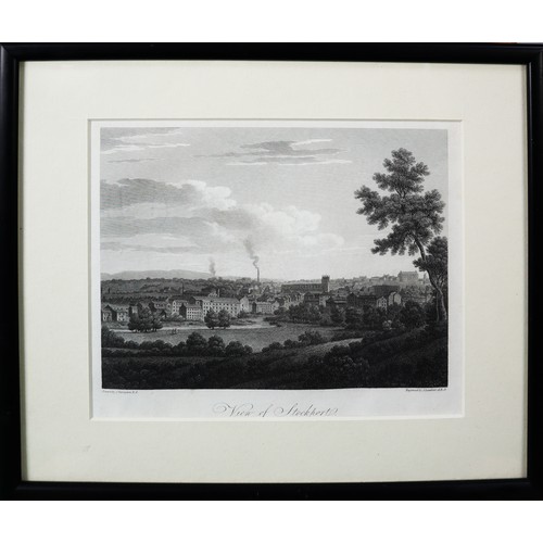 147 - TEN NINETEENTH CENTURY BOOKPLATE ENGRAVINGS OF CHESHIRE, including ‘View of Stockport’ and a hand co... 