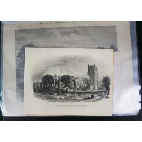 147 - TEN NINETEENTH CENTURY BOOKPLATE ENGRAVINGS OF CHESHIRE, including ‘View of Stockport’ and a hand co... 