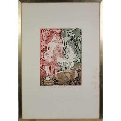 160 - PEGGY HINAEKIAN (19th/20th CENTURY)Pair of limited edition colour etchings 'Le temps d'aimer' and 'P... 