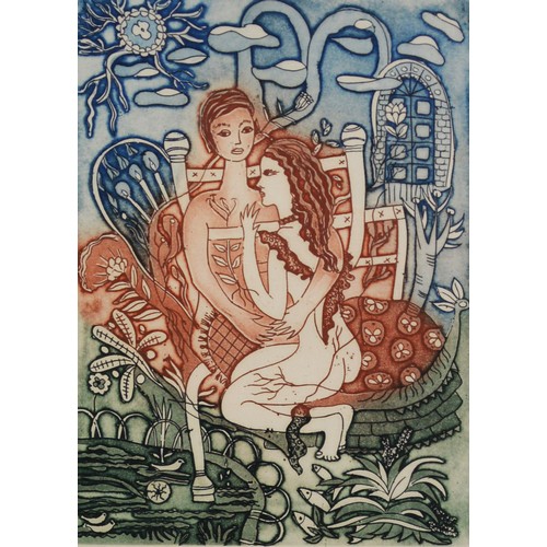 160 - PEGGY HINAEKIAN (19th/20th CENTURY)Pair of limited edition colour etchings 'Le temps d'aimer' and 'P... 