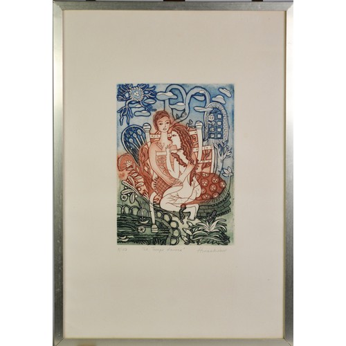 160 - PEGGY HINAEKIAN (19th/20th CENTURY)Pair of limited edition colour etchings 'Le temps d'aimer' and 'P... 