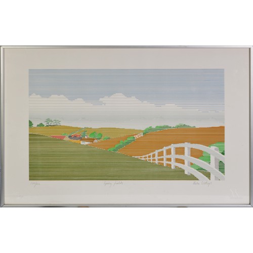 161 - MIKE SIBTHORPE (BR., b.1945)'Spring Fields' Limited edition serigraph, numbered 120/150 and titled t... 