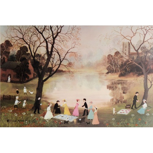 169 - HELEN BRADLEYARTIST SIGNED COLOUR PRINT Our Picnic Signed in pencil and with blindstamp 16” x 23 ½” ... 