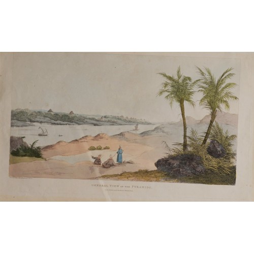 172 - AFTER S BELZONI BY A AGLIO HAND COLOURED ENGRAVING‘General View of the Pyramids’ 10 ¼” x 18 ¼” (26cm... 