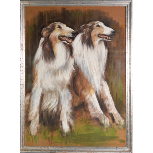 347 - MICHAEL G L FELIX (Twentieth Century) PASTEL DRAWING ON BUFF PAPER Study of two Collie Dogs Signed &... 