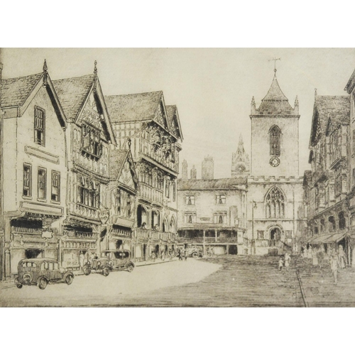 119 - UNATTRIBUTED (EARLY TWENTIETH CENTURY)ETCHING Street scene, possibly Chester 7 ½” x 9 ¾” (19cm x 24.... 