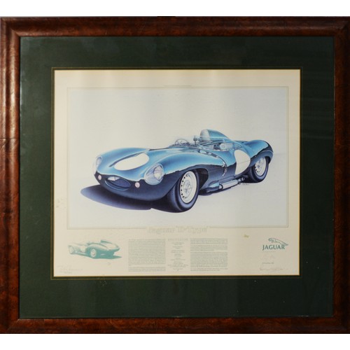 164 - JOHN FRANCIS TAYLOR LIMITED EDITION PRINT 'Jaguar D Type' no 363/850Signed by Fletcher, Sterling Mos... 