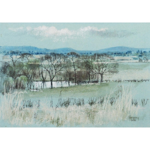 351 - ROSEMARY STUBBS (TWENTIETH CENTURY)<br />PASTEL<br />‘Landscape near Woodford’ <br />Signed, titled ...