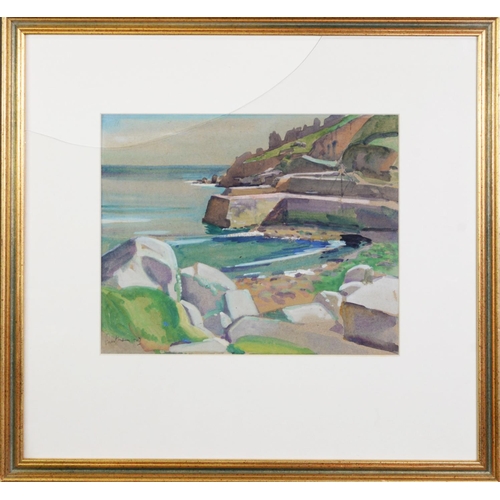 70 - HARRY RUTHERFORD (1903-1985)WATERCOLOURCoastal sceneSigned 9 ½” x 11 ½” (24.1cm x 29.2cm)... 