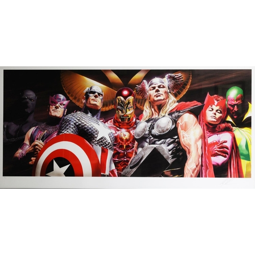 133 - ALEX ROSS (b.1970) FOR MARVEL COMICS ARTIST SIGNED LIMITED EDITION COLOUR PRINT‘Assemble’ (43/195) w... 