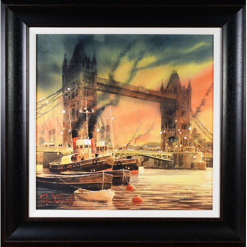 132 - PETER J RODGERS (MODERN) WATERCOLOUR‘Ready for Work, London’ Signed, titled to gallery label verso 2... 