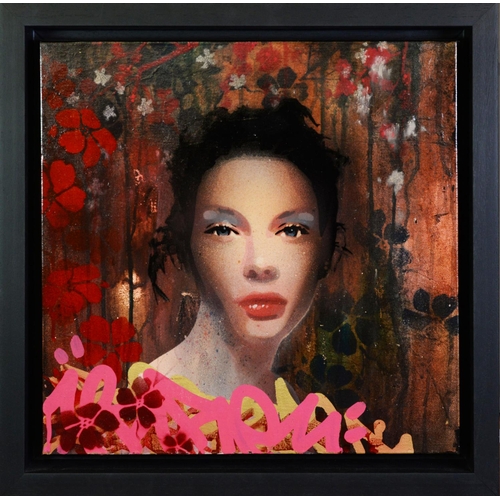 150 - TROIKA (MODERN) MIXED MEDIA ON CANVAS ‘Flower Girl’ Signed, titled to gallery label verso 15 ¾” x 15... 