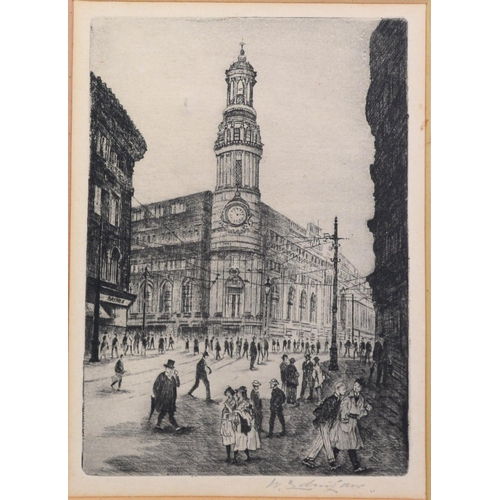 44 - WALTER EDWIN LAW (1865-1942)A COLLECTION OF NINE ETCHINGSdepicting Manchester scenes including:The G... 