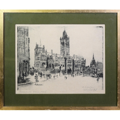 44 - WALTER EDWIN LAW (1865-1942)A COLLECTION OF NINE ETCHINGSdepicting Manchester scenes including:The G... 