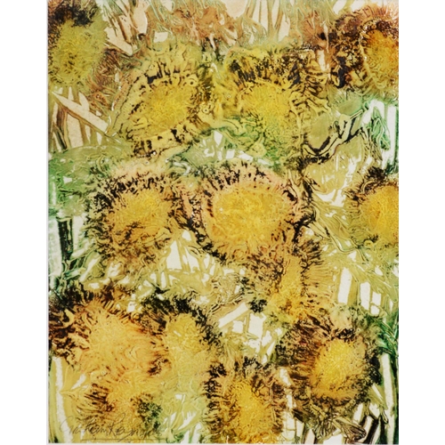 68 - GRAHAM REYNOLDS (MODERN)OIL ON BOARD‘Sunflowers’ Signed, titled and dated August 2002 and with invoi... 