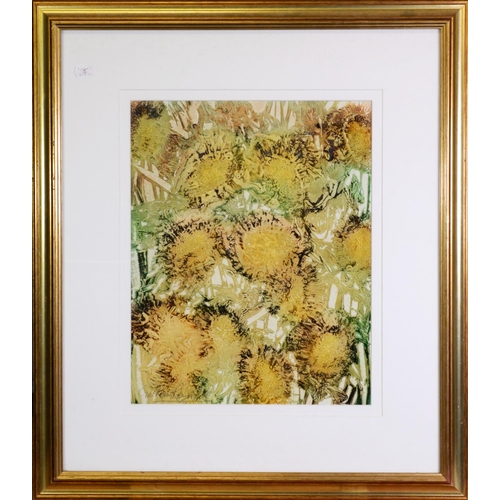 68 - GRAHAM REYNOLDS (MODERN)OIL ON BOARD‘Sunflowers’ Signed, titled and dated August 2002 and with invoi... 