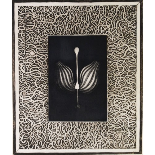 122 - RADOVAN KRAGULY (b.1935) ARTIST SIGNED LIMITED EDITION BLACK AND WHITE PRINT‘Flower’ (9/75) 18” x 14... 