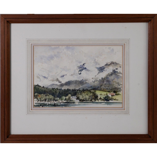 59 - ALBERT B. OGDEN (b. 1928) WATERCOLOUR ‘Fuschlsee, Austria’ Initialled, titled to label verso 7” x 9 ... 