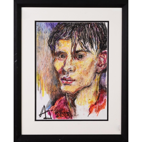 40 - ADRIAN JOHNSON (Twentieth Century) MIXED MEDIA Portrait study of a young man Signed with initials &a... 