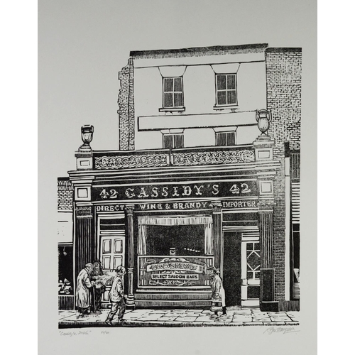 18 - ROGER HAMPSON (1925 - 1996) LINOCUT ON LIGHT GREY PAPER Cassidy's Dublin Signed lower right and titl... 