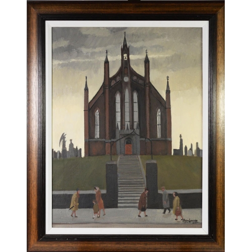 16 - ROGER HAMPSON (1925 - 1996) OIL PAINTING ON CANVAS St Mary's Church, Dumfries Signed lower right and... 