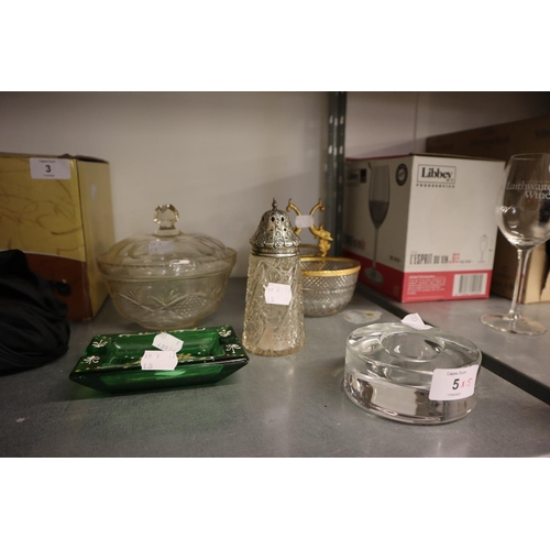 ORREFORS, SWEDISH GLASS CANDLE HOLDER, BOHEMIAN ENAMELLED GREEN GLASS