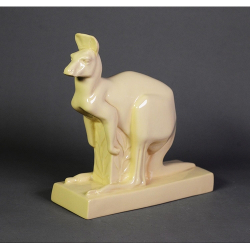 51 - JOHN SKEAPING (1901-1980) for WEDGWOOD KHAKI GLAZED MODEL of a KANGAROO, impressed signature and 'WE... 