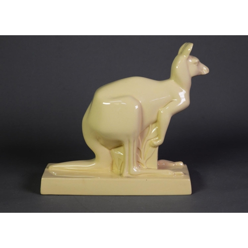 51 - JOHN SKEAPING (1901-1980) for WEDGWOOD KHAKI GLAZED MODEL of a KANGAROO, impressed signature and 'WE... 