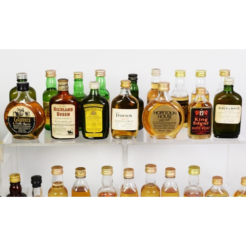 94 - THIRTY NINE MAINLY VINTAGE MINIATURE BOTTLES OF BLENDED SCOTCH WHISKY, with levels of on or over the... 