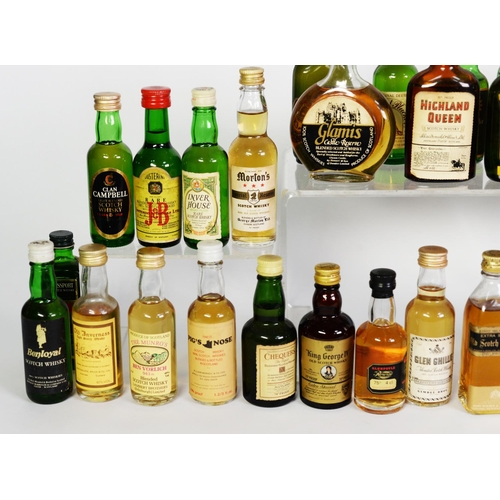 94 - THIRTY NINE MAINLY VINTAGE MINIATURE BOTTLES OF BLENDED SCOTCH WHISKY, with levels of on or over the... 