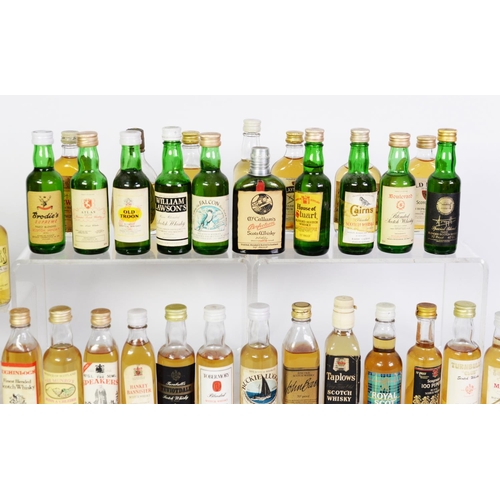 95 - THIRTY NINE MAINLY VINTAGE MINIATURE BOTTLES OF BLENDED SCOTCH WHISKY, with levels on or over the bo... 