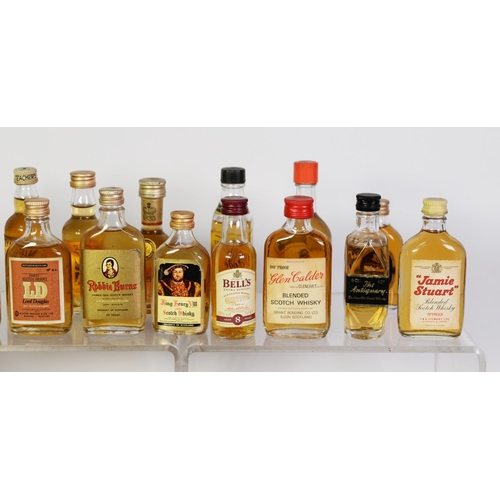 96 - THIRTY NINE MAINLY VINTAGE MINIATURE BOTTLES OF BLENDED SCOTCH WHISKY, with levels on or over the bo... 