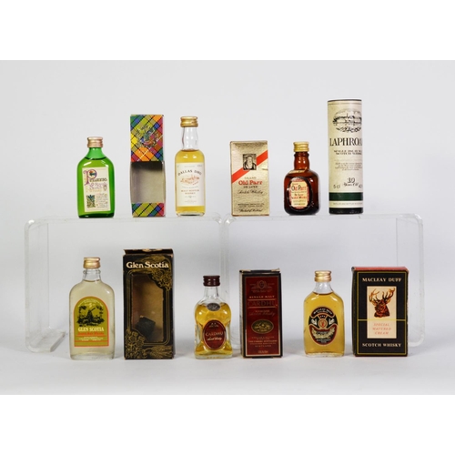 99 - FIVE VARIOUSLY BOXED VINTAGE 5cl MINIATURE BOTTLES OF SINGLE MALT WHISKIES, viz by Gordon & Macp... 