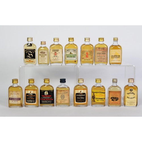 100 - FIFTEEN VINTAGE FLASK SHAPED 5cl MINIATURE BOTTLES OF MALT SCOTCH WHISKY to include Talisker Isle of... 