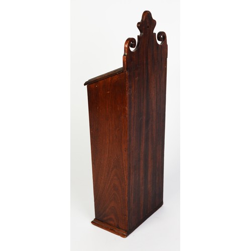 274 - GEORGE III MAHOGANY TAPER BOX, with shaped top, 18 ¾” (47.5 cm)