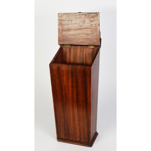 274 - GEORGE III MAHOGANY TAPER BOX, with shaped top, 18 ¾” (47.5 cm)