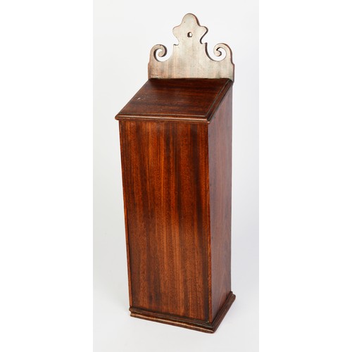 274 - GEORGE III MAHOGANY TAPER BOX, with shaped top, 18 ¾” (47.5 cm)