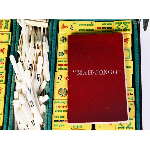 279 - PROBABLY HONG KONG MADE/RETAILED LEATHER CASED 'MAH-JONG' GAME