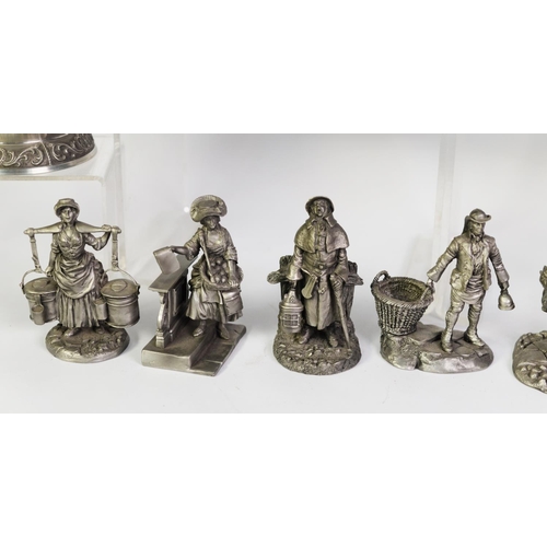 281 - SET OF ELEVEN JOHN PINCHES 1976/77 PEWTER 'CRIES OF LONDON' FIGURES, TOGETHER with a 1981 PEWTER LOR... 