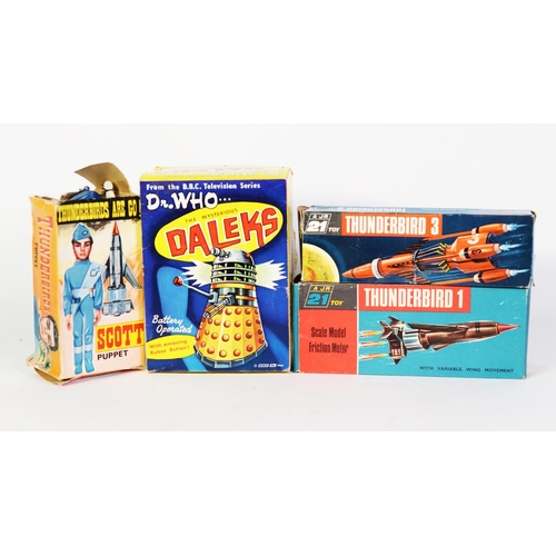 81 - BOXED J ROSENTHAL (TOYS) LTD PLASTIC 'THUNDERBIRD I' ROCKET WITH FRICTION MOTOR and with variable wi... 