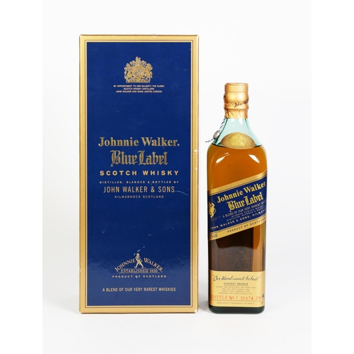 111 - BOXED 70cl SQUARE SECTION BOTTLE OF JOHNNIE WALKER BLUE LABEL SCOTCH WHISKY, a blend of their very r... 