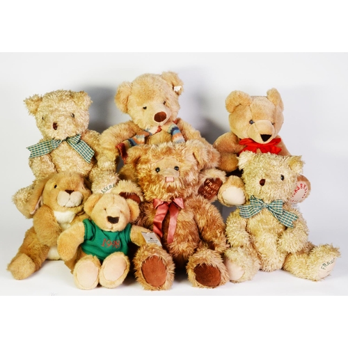 91 - FIVE HOUSE OF FRASER TEDDY BEAR, 1997 x 2, 1998 x 2, 2001; a House of Fraser RABBIT and a long old g... 