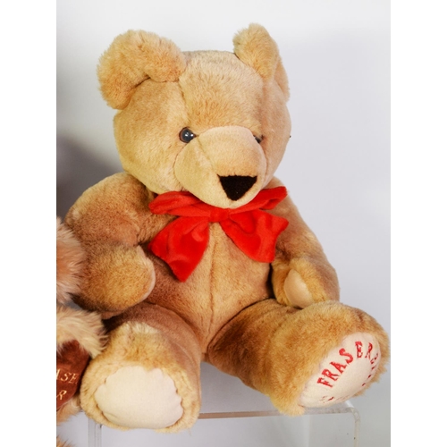 91 - FIVE HOUSE OF FRASER TEDDY BEAR, 1997 x 2, 1998 x 2, 2001; a House of Fraser RABBIT and a long old g... 